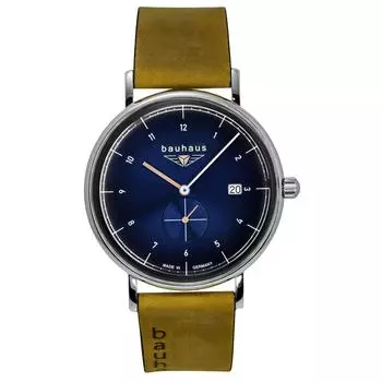 Bauhaus Classic Brown Leather Remesh Blue Dial Quartz 21303 Мужские часы синий