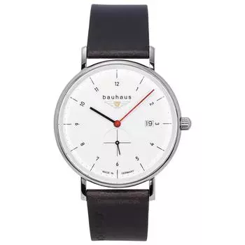 Bauhaus Classic кожаный ремешок белый циферблат кварцевые мужские часы 21301 белый