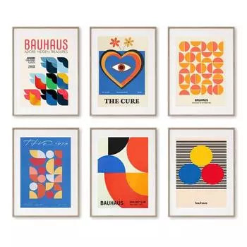 Баухаус геометрическая абстрактная линия модная современная скандинавская холст картины постеры и принты настенные художественные картины для декора гостиной 21x30cm No Frame