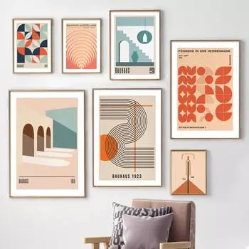 Баухаус Экспо архитектурное геометрическое абстрактное искусство и принты холст настенное украшение домашние картины для декора гостиной 21x30cm No Framed