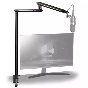 Bauhutte Tall Microphone Height 3 Low High Compatible with Monitors Below and Conversion Clamp Arm, Adjustable, Levels, Profile, Position, Above, 3/8 чёрный