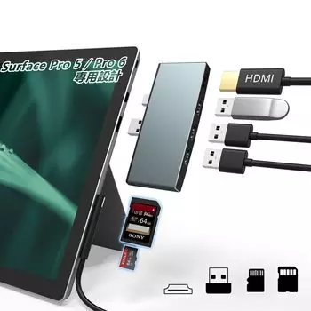 Bawanfa Microsoft Surface Pro 6 Pro 5 выделенный USB-концентратор HDMI-порт кард-ридер USB высокоскоростная передача данных Multi 6in2 алюминиевый USB-адаптер-переходник