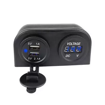 База для палатки с 2 отверстиями, 3,1 А, двойной USB, автомобильное зарядное устройство, светодиодный цифровой вольтметр для мотоцикла, лодки, морского квадроцикла, автофургона красный
