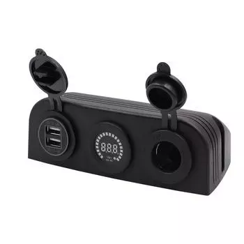 База для палатки с 3 отверстиями, 4,2 А, двойное зарядное устройство USB, 12 В постоянного тока, вольтметр, светодиодная розетка прикуривателя для автомобиля, мотоцикла, лодки, квадроцикла красный