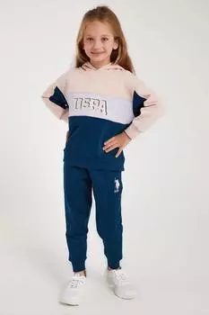 База. Комплект спортивного костюма с капюшоном для девочек Polo Assn Licensed Powder