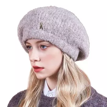 Bazaar Direct Stud Logo Wool Knit Beret Logo Wool Knit Beret Mocha All 4 Colors Unisex Hat Cap Bakeha Korean Straight Korean Brand Korean Fashion Hat