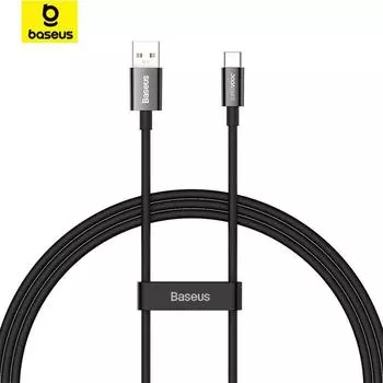 Базеус Супериор Серия (СУПЕРВООК) Кабель для быстрой зарядки мощностью 65 Вт, кабель USB-Type-C 2m чёрный
