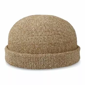 Базовая бумажная кепка Enchi Roll Cap Fisherman Straw Paper Straw Natural No Brim Cap Hat Unique Sag Cap Beige Non-stuff Spring/Letter Mens Womens бежевый