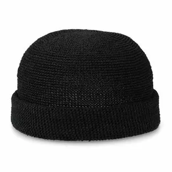 Базовая бумажная кепка Enchi Roll Cap Fisherman Straw Paper Straw Natural No Brim Cap Hat Unique Sag Cap Black Non-stuff Spring/Letter Mens Womens чёрный