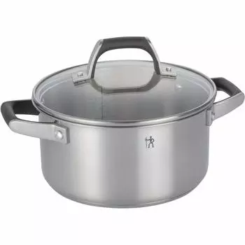 Базовая кастрюля Henckels Style Double Handed Pot 20 см из нержавеющей стали, совместимая с IH, японская HI 3L [Авторизованный продукт] 40582-200 серебряный