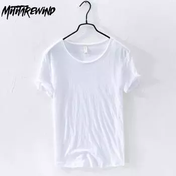Базовая мужская хлопковая футболка, летние футболки, мужские однотонные футболки с короткими рукавами и круглым вырезом, простые стильные топы и футболки M белый
