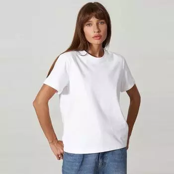 Базовая повседневная однотонная хлопковая футболка с круглым вырезом, женская свободная универсальная футболка с коротким рукавом для поездок на работу, летние простые повседневные женские топы S чёрный