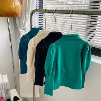 Базовая рубашка для маленьких девочек, водолазка, футболки с воротником-стойкой, майка, детская одежда 7 чёрный