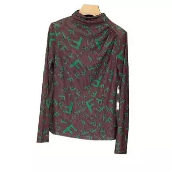 Базовая рубашка с полуводолазкой для женщин на осень, тонкая футболка с длинными рукавами, модная рубашка, тонкий сетчатый топ темперамента S