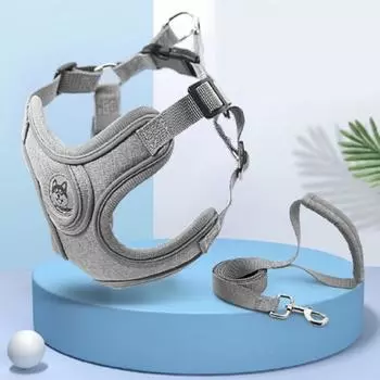 Базовая шлейка Full Pot + 2 комплекта буксирных поводков X-Type Luminous Dog Small Dog Medium Dog, серый