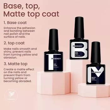 Базовое верхнее покрытие PHOENIXY, матовое покрытие для сушки гель-лака, инструменты для дизайна ногтей, принадлежности для ногтей «сделай сам», домашний маникюрный салон 002