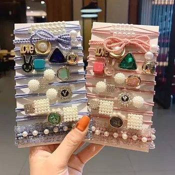 Базовые эластичные резинки для волос с жемчужным кубом и шариком для девочек, резинка для волос с розовым кроликом, резинка для волос, резинки, 2023, набор аксессуаров для волос