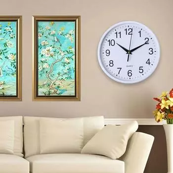 Базовые домашние черные круглые современные настенные часы диаметром 20 см серый