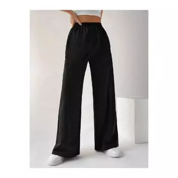 Базовые простые спортивные штаны с расклешенными штанинами для бега, черные женские широкие брюки с высокой талией, лето