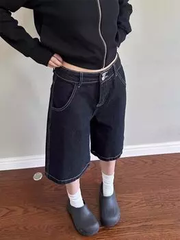 Базовые широкие короткие джинсы, женские мешковатые шорты Y2k, повседневная винтажная уличная одежда в стиле Харадзюку, джинсовые шорты в корейском стиле, летние