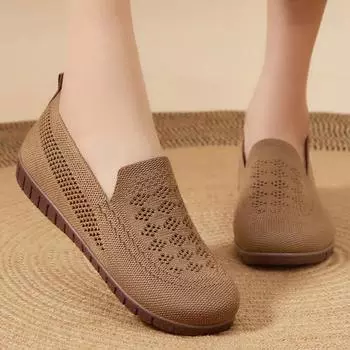 Базовые женские туфли на плоской подошве с перфорацией из сетки, весна-осень 2025 г., дышащая женская рабочая обувь с мягкой подошвой 36