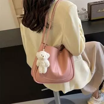 Базовый стиль однотонные PU модные простые женские сумки через плечо высокого качества повседневные универсальные большой емкости