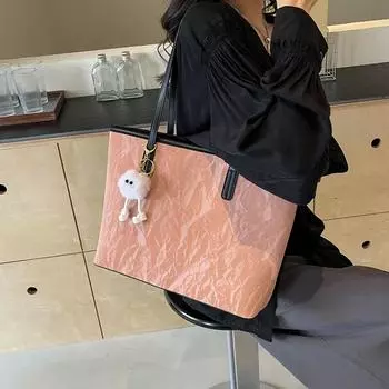 Базовый стиль PU женские сумки-тоут большой емкости швейные нитки универсальные сумки через плечо