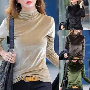 Базовый топ, эластичная, холодостойкая, антипиллинговая, женская бархатная рубашка однотонного цвета, уличная одежда 3XL армия зеленый