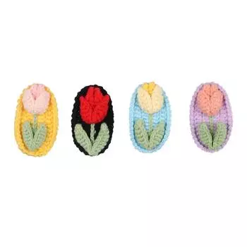 BB Clip Knitted Flower Barrettes Handmade Embroidery Hairpin Small Crochet Barrettes Makeup C
