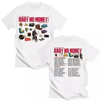Bbno$ It s Pronounced Baby No Money European Tour 2025 Футболки Рэперская юмористическая хлопковая футболка с коротким рукавом Летние топы унисекс XS чёрный