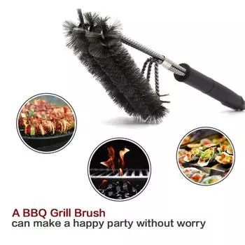 BBQ Cleaning Brush Barbecue Cleaner Tools Stainless Racks kitchen Grill Accessories Stains Grease Triangle Steel Wire Bristles