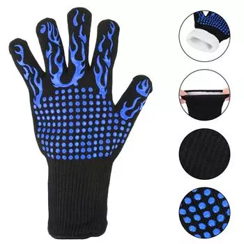 BBQ Fire Gloves Non-slip Fireproof Microwave Oven Gloves 300-500 Centigrade красный
