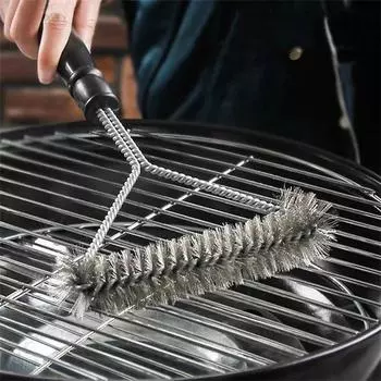 BBQ Grill Barbecue Brushes Portable Stainless Steel Anti Rust Clean Accessories Cleaning Barbecue Wire Brush Cooking Tools