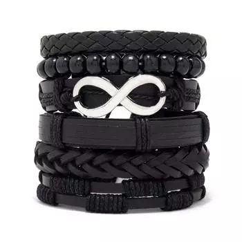 BBTO 6 шт. кожаный браслет на Хэллоуин для мужчин и женщин, черный браслет, регулируемый браслет для вечеринки