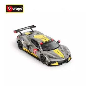 Ббураго 1:43 2020 Chevrolet Corvette C8R Статические литые автомобили Коллекционная модель гоночный автомобиль игрушки Акриловая коробка