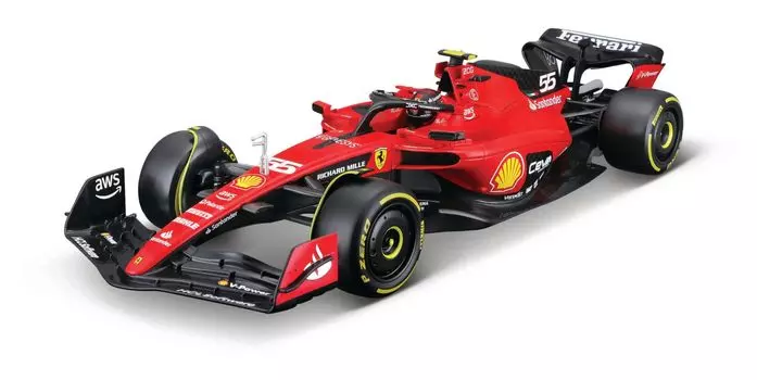 Bburago 2023 Модель F1 Ferrari Carlos Sainz Литой автомобиль Полный продукт 1/18 SF-23 #55 18-16812(#55)