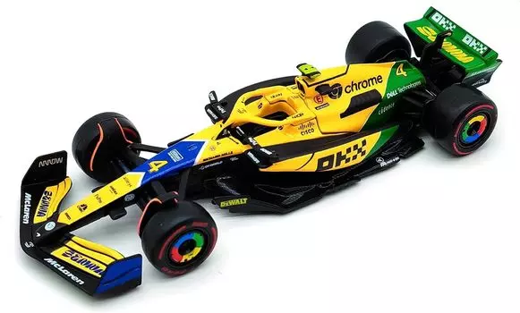Bburago 2024 Модель F1 McLaren MCL38 Senna Memorial Color Lando Norris Race Sports Car Mini Car Diecast Car Complete Product Senna 1/43 #4 18-38214 жёлтый