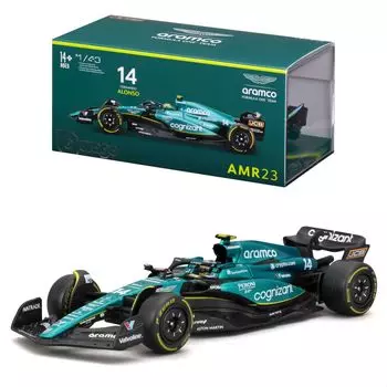 Bburago F1 2023 Модель Масштаб Серия Автографов Aston Martin AMR23 Фернандо Алонсо Миниатюрный Автомобиль Литая Модель 1/43 #14 18-38091(# 14)