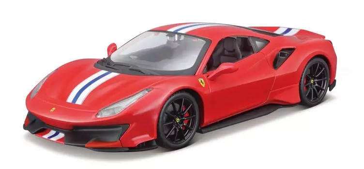 Bburago Ferrari 488 Pista Mini Car Литой автомобиль в сборе Ferrari 488 Pista RD 1/24 124 18-26026 красный