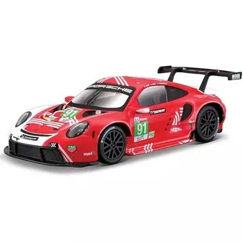 Bburago Porsche 911 RSR LM 2020 Le Mans Race Diecast Car Готовый продукт 1/24 (#91) Белый/Красный 18-28016