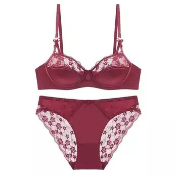BC Cup Bra Женское нижнее белье Сексуальное женское белье Комплект кружевного нижнего белья Тонкий хлопковый глянцевый комплект с бюстгальтером против провисания 70B чёрный