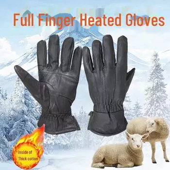 BC Windproof Winter Sheepskin Gloves - Warm, Thick Gloves for Cycling & Motorcycling Outdoors One Size