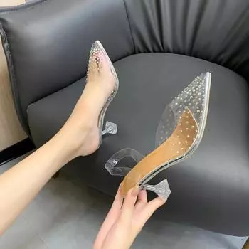 BCEBYL Летние новые стильные удобные прозрачные сексуальные элегантные модные женские туфли с острым носком и бриллиантами на шпильках 37