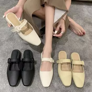 BCEBYL/летние удобные повседневные однотонные женские шлепанцы на квадратном каблуке, новые модные простые женские туфли на толстом каблуке с квадратной головкой 35
