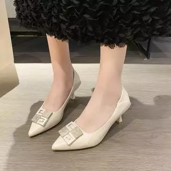 BCEBYL/летняя модная женская обувь на шпильке с острым носком и стразами, металлическая отделка, новые пикантные элегантные туфли на высоком каблуке 34