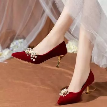 BCEBYL/Новая модная женская обувь с острым носком на шпильке с жемчужным цветком, пикантные элегантные туфли на высоком каблуке для банкетной вечеринки и свадьбы 35