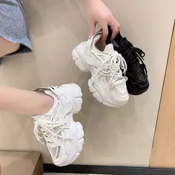 BCEBYL/Новая модная женская обувь с сетчатым перекрестным ремешком и толстой подошвой, Нескользящие, износостойкие, удобные повседневные кроссовки для бега 35