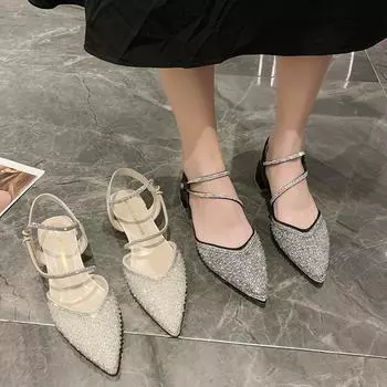 BCEBYL/Новая женская обувь, модные женские туфли на высоком каблуке, пикантные вечерние туфли-лодочки, женские пуанты с кристаллами и жемчугом 35