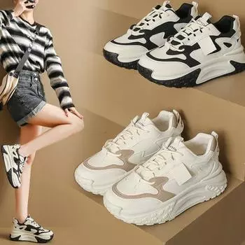 BCEBYL Новые круглые носки с перекрестными ремешками Толстая подошва Износостойкие модные женские туфли Осенние повседневные удобные кроссовки для бега 35