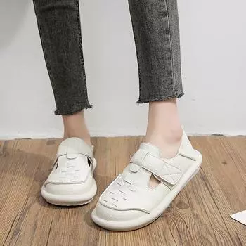 BCEBYL/новые летние дышащие сандалии на плоской подошве с круглым носком, удобная однотонная модная спортивная женская обувь для отдыха 35